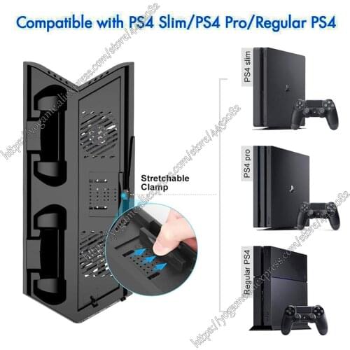 PS4 Play Station 4 Slim Pro Vertical Stand Cooling Charging Station with 14 Discs Storage Bracket for Sony Playstation 4