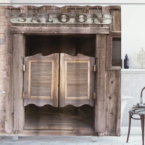 Vintage Old Wooden Door Shower Curtains Retro Wood Board Grain Printing Modern Home Decor Screen Waterproof Bathroom Curtain Set