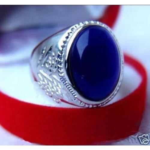 Wonderful mens blue jades bead ring US #8,9,10,11