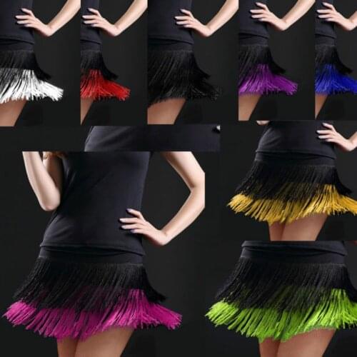Ladies Latin dance skirt 2019 New Ladies Adult Dance Latin Dance skirt Adult Tassel Dance skirt Dress