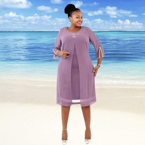 Ankara Female Elegant Dresses For Women O-neck Casual Half Sleeve High Waist Women Vestidos Africaine Fashion Fake Two Pieces