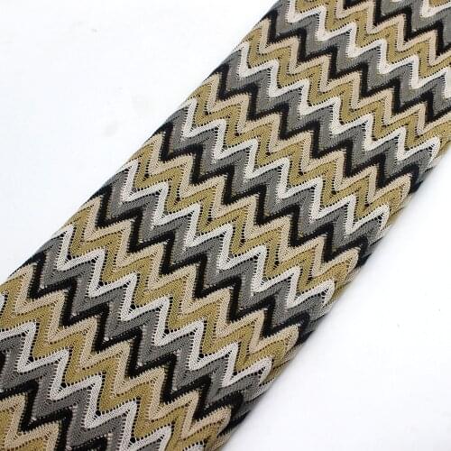 Zig Zag Knitting Lace Fabrics Beige 1 Meter For Dress Wave Striped Crochet Mesh Fabrics Diy Garment 150CM Wide