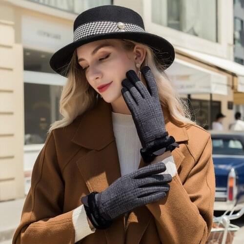 Women Touch Screen Gloves Winter Warm Fleece Gloves Super Soft Suede Gloves Fur Cuff Mittens Windproof Outdoor Gloves