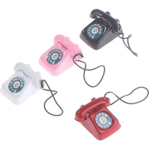 1/12 Dollhouse Miniature Decoration Retro Phone For Doll Use Miniature Telephone Kids Toys