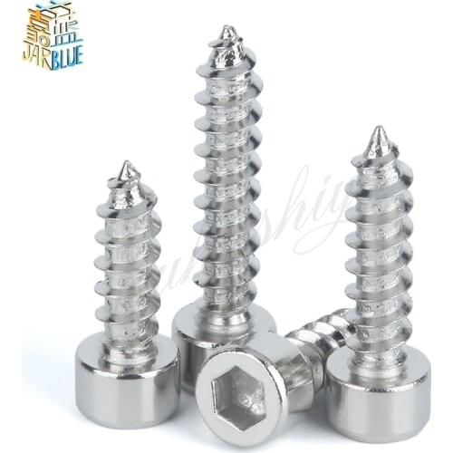 10/50pcs M2 M2.6 M3 M3.5 M4 304 A2-70 stainless steel Allen Hex Hexagon Socket Cap Head Self-tapping Screw Furniture Wood Screw