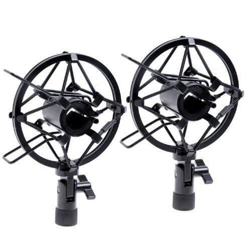 2sets Black Handheld Condenser Microphone Shock Mount Clip Mic Shockmount Studio