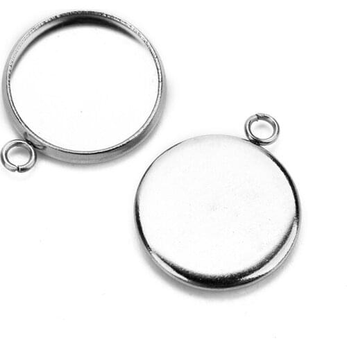 20pcs/lot 6/8/10/12/14/16/18/20/25mm Stainless Steel Pendant Cabochon Base Settings Cameo Cabochon Fit DIY Jewelry Making
