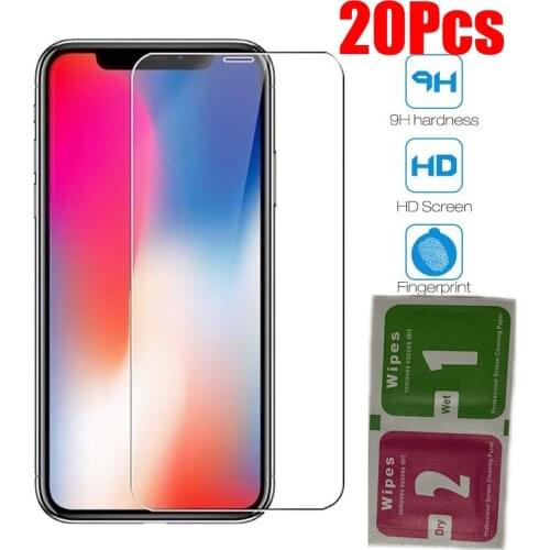 20Pcs 9H Front Tempered Glass for iPhone 11 12 Pro Max XS XR XS Max Screen Protector Film for iPhone 5 5s SE 6 6s 7 8 Plus 4s