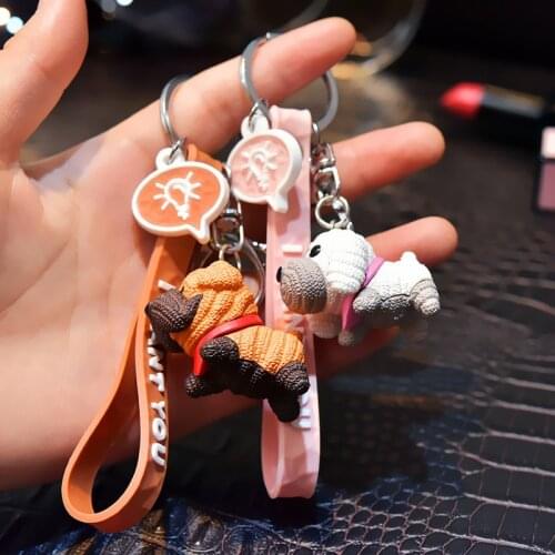 2019 New Fashion Cute Dog Keychain Key Ring Fashion Cotton Stuffing Cartoon Cute Key Chain New Car Bag Phone Key Ring K2340