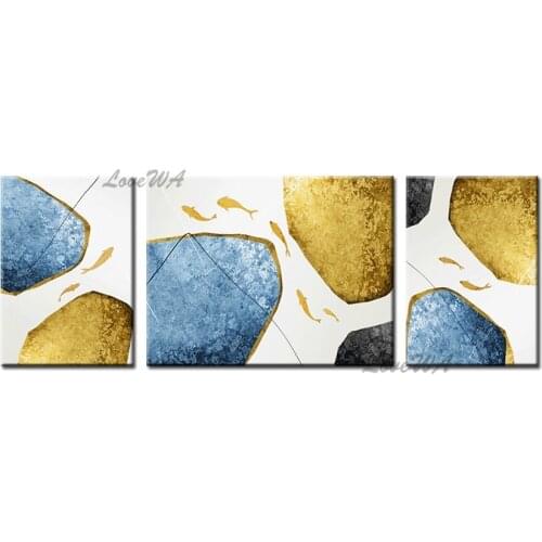 3 Panel Canvas Gold Foil Stone Designs Oil Painting Wall Picture Home Living Room Decoration Canvas Wall Art 3 Pieces Artwork