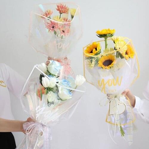 30pcs Plastic Flower Bouquet Wrapping Bag Transparent Floral Packaging Bag Valentines Day Wedding Decoration Supplies
