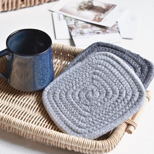6 Colors Great Heat Insulation Soft Cotton Coffee Cup Pad Portable Woven Coasters Soft for Dormitory