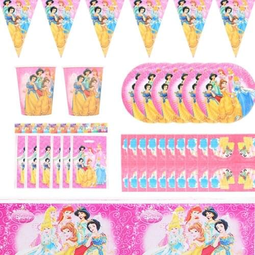 91pcs Disney Princess Thmem Party Set For Kids Birthday Party Princess Tablecloth Napkins Paper Cup Plate Party Supplies Decor