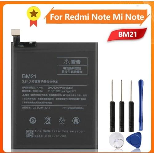 Xiao Mi Xiaomi Mi BM21 Phone Battery For Xiao mi Redmi Note Mi Note Note 5.7" Redrice Note BM21 2900mAh Original Battery + Tool