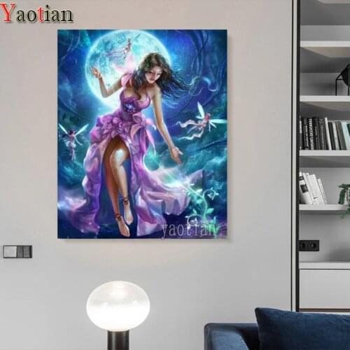 5D Diamond Painting Girl Flower Elf Fantasy Full Square Round Drill DIY Diamond Embroidery Rhinestone Mosaic Home Decoration New
