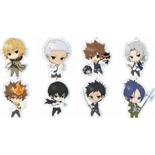 Anime HITMAN REBORN! Gokudera Hayato Hibari Kyoya Bags Pendant Keychain Acrylic Keyring School Bag Charm Decor Cute Toys Cosplay