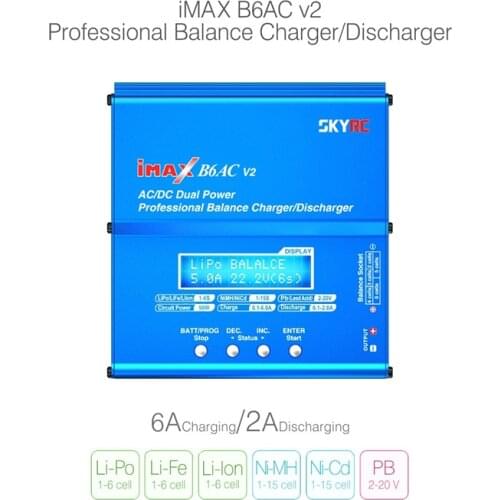 SKYRC iMAX B6AC V2 6A Lipo Battery Balance Charger LCD Display Discharger For RC Model Battery Charging Re-peak Mode