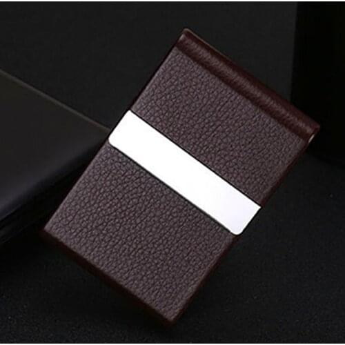 BISI GORO 2020 New Business Card Holder Women Men Slim Name Card Case RFID ID Women Card Wallet Creative Metal Wallet PU Leather