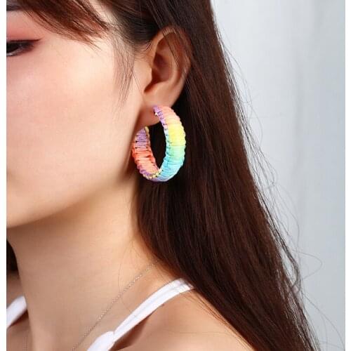 Bohemian earrings Raffia for women big drop earrings Rattan weaving womens earrings beach vacation summer holiday Wheat ears