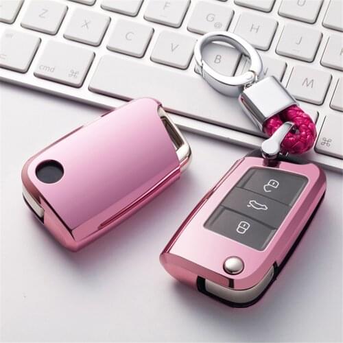 Soft TPU Car Key Cover Case Shell Fob Hand-woven Keychain Keyring For Volkswagen VW Polo Golf Passat Touareg Tiguan Beetle Bora