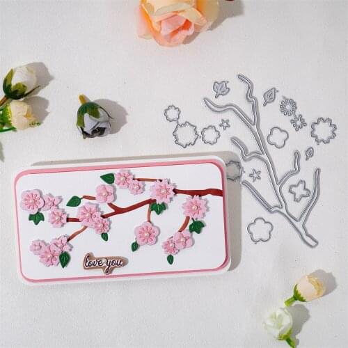 Flower Peach Blossom Branch Metal Dies Cut Stencils For Photo Album Handmade Knife Molds Embossing Crafts Dies Diy Making New