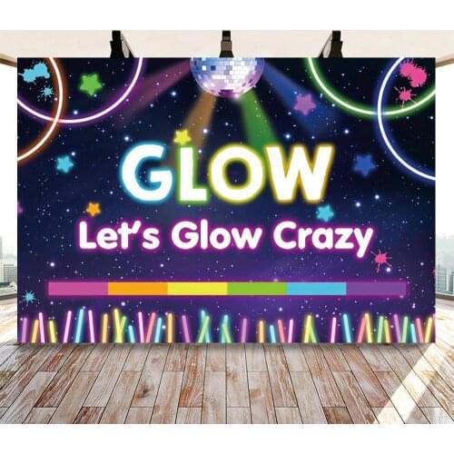 Lets Glow Background For Photo Glow in The Dark Birthday Banner Backdrop Laser Neon Splatter Paint Photo Background