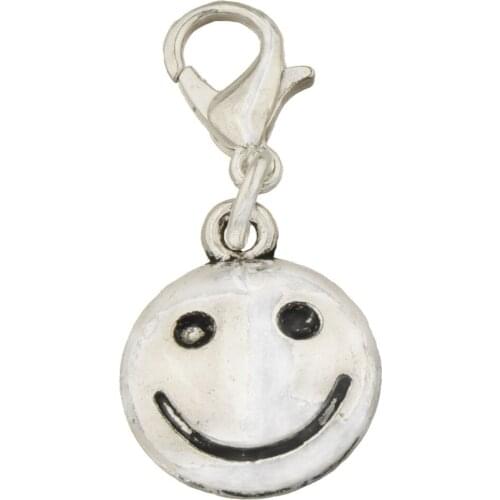 Designer Charm Jewellery Crafts Wholesale 28mm Face Smile Round Single Silver Plated Alloy Diy Handmade Accessories 35pcs/lot