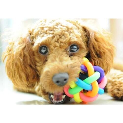 6CM Pet toys colorful ball Built bell can sound Safe non-toxic dog chew toy ball Wear-resistant bite Pet sound toy ball dp02