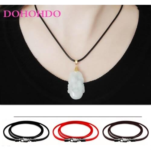 Men Women Jewelry Making 1mm 1.5mm 2mm 3mm Leather Cord Necklace Chain Stainless Steel Black Lobster Clasp Connector Waxed Rope