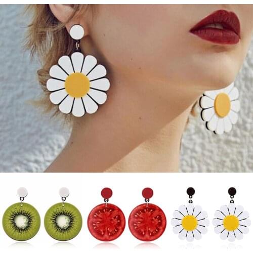 Exaggerated Earrings Green Avocado Summer watermelon Jewelry Accesseries Cute Cherry Fashion Big Fruit Women Drop Earrings