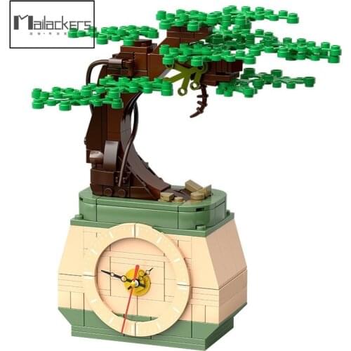 Follow Store =$2 Coupon Girls Flowers Small Tree Potted Plants Time Clock Model Building Blocks Toys For Children Gifts 217 PCS