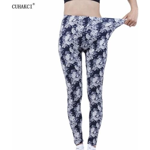 CUHAKCI Fashion Push Up Workout Leggings Slim High Waist Jeggings Women Sexy Sportswear Leggins Workout Hot Floral Print Pants