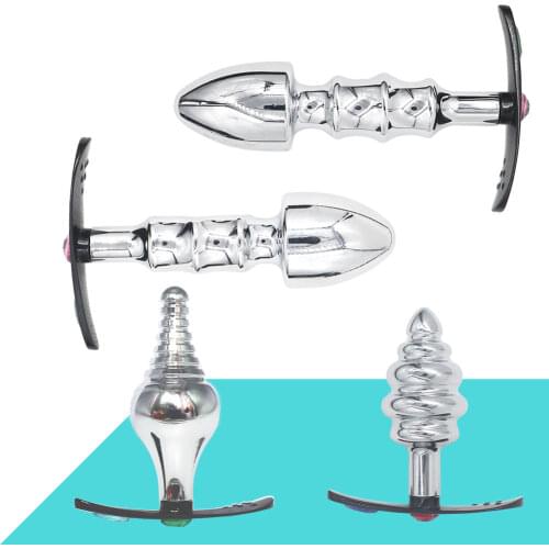 Metal Anal Plug with Corlor Jeweled 4 Style Steel Butt Plug For Women Men Sex Anal Toys Wearing Outdoor Unise All Day Beginner