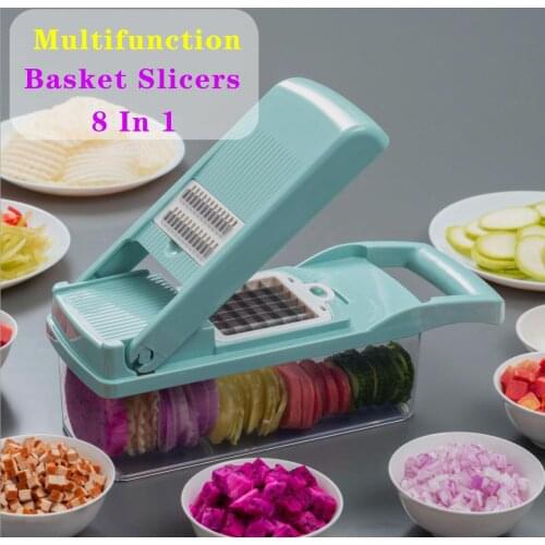 Multifunctional Vegetable Cutter Fruit Slicer Grater Shredders Drain Basket Slicers 8 In 1 Gadgets Kitchen Accessories