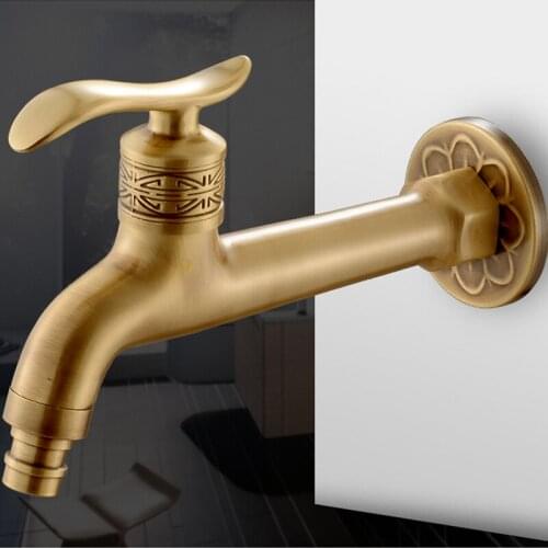 Washing machine faucet wall mounted garden faucets water taps antique brass mop pool faucets single handle cold water dragon
