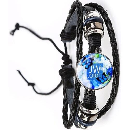 2020 New Arrival JW.ORG Bracelet Steampunk Jehovahs Witnesses Glass Photo Cabochon Black/Brown Leather Bangle Jewelry Gift
