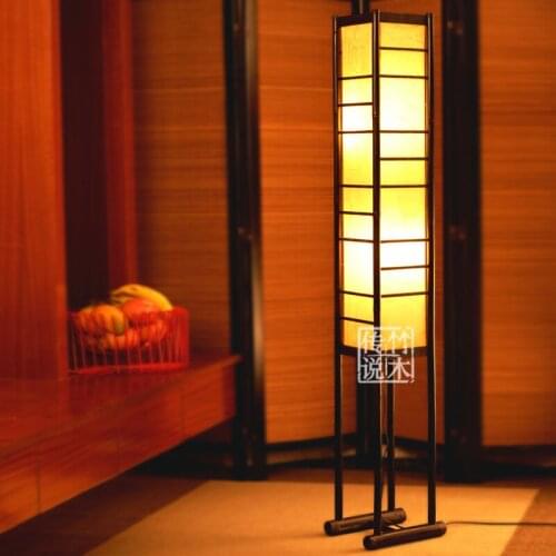 New arrival rustic chinese style floor lamp sheepskin bamboo lamps living room coffee table study light