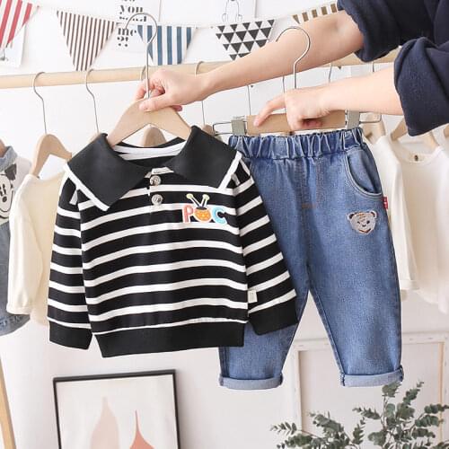 Baby Girls Boys Clothing 2021 Spring Toddler Children Clothes Suit Cotton Kids Strips T Shirt Pants 2Pcs/Sets Infant Tracksuits