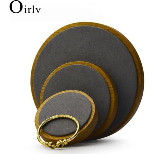Oirlv New Round Solid Wood Jewelry Bracelet Ring Display Props Window Bracelet Necklace Display Stand Jewelry Tray Free Shopping