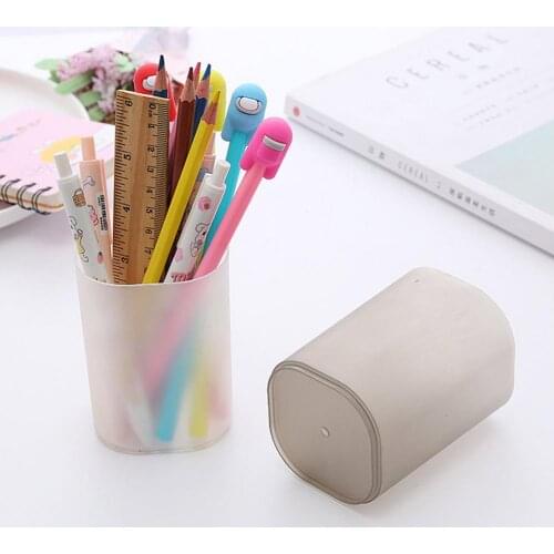 Plastic Pen Holder Pencil Stand Desktop Storage Case Box Desk Office Organizer Holder School Stationery Supplies