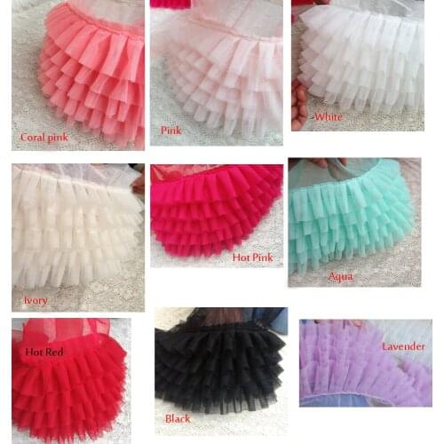 3 Yards Ivory Ruffled Lace Trim Pleated Tulle Trim Fabric For Wedding Dress Doll Dress Cake Decor Free Shipping