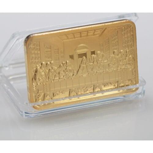 Last Dinner Christ Jesus Gold Bar Jesus&Angel 1 OZ Gold Replica 999 Gold Clad Bullion Bar Christian Commemorative Coin
