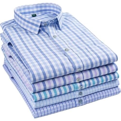 Shirt，Mens Clothing，Short Sleeved Summer Check Shirt For Men. Comfortable And Breathable.Cotton Made With Square Collar Buttons