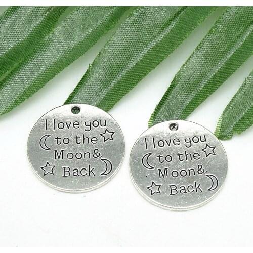 Metal Alloy Silver Charms I love you to the moon and back, DIY Bracelets necklace Jewelry Making