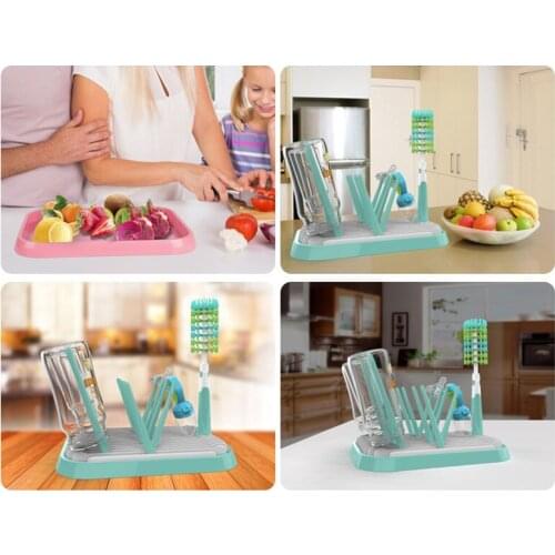 Foldable Baby Bottle Drying Rack Green Baby Milk Bottle Cleaning Drain Rack Portable Bottle Dryer Machine Bottle Drying Cabinet