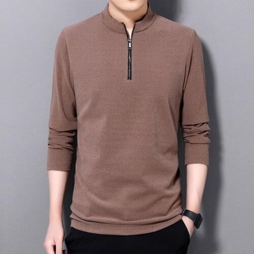 2020 Thick Warm Bottoming Shirt Half Zip Pullover New Fashion T Shirts For Men Trends Tops Long Sleeve Tshirts Men Clothes
