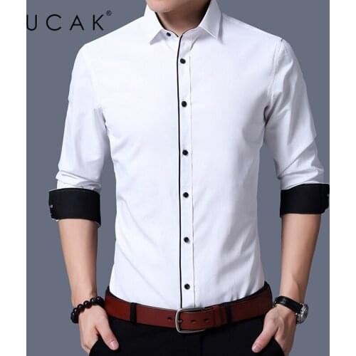 UCAK Brand Streetwear Cotton Shirt Men Clothes Spring Autumn New Arrival Casual Turn-down Collar Solid Color Shirts Homme U6158