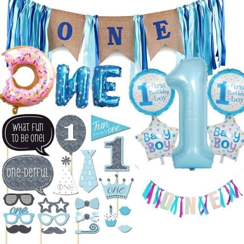 First Birthday Boy Party Decor Birthday 1st Birthday Party Decorations Kids 1 Year 1 Birthday Boy Decorations Baby Shower NW01
