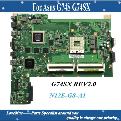High quality G74SX REV2.0 For Asus G74S G74SX notebook motherboard 2D connector 4 RAM Slots N12E-GS-A1 100% tested