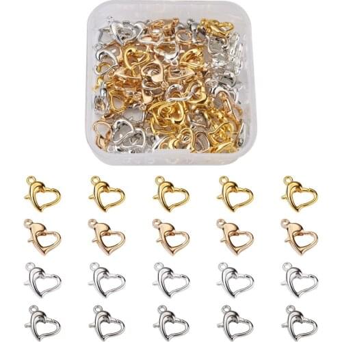 1Box Alloy Heart Shape Alloy Lobster Clasps Hooks for Necklace Bracelet Chain Connector DIY Fashion Jewelry Making Findings